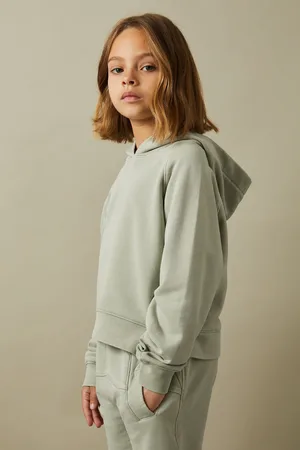 Reiss Kate Sage 9-13 yrs Garment Dyed Cotton Hoodie, 8-9Yrs