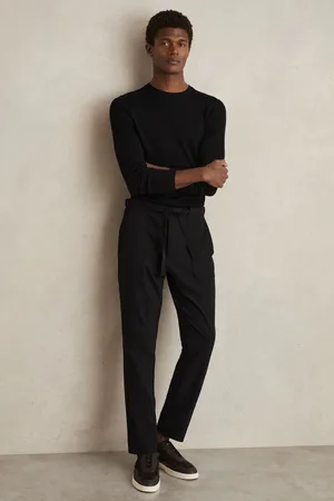 Reiss Belted Technical Tapered Trousers, 28