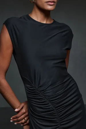 Reiss Ruche Front Capped Sleeve Jersey Midi Dress, XS