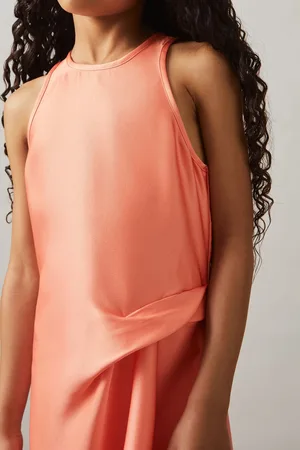 Reiss Satin Drape Tuck Midi Dress, Q04