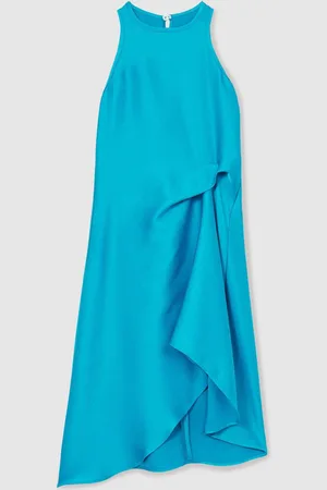 Reiss Satin Drape Tuck Midi Dress