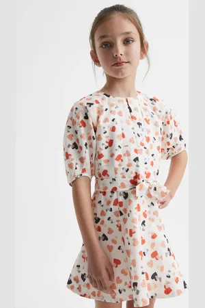 Reiss Freeda Dress Linen Printed, Cream & red Size: 5-6Yrs