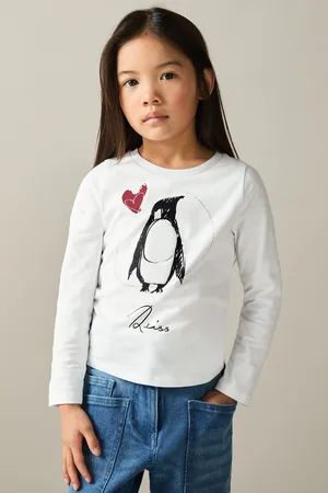 Reiss Marli 9-13 yrs Cotton Christmas Penguin-print Logo T-shirt, 12-13Yrs