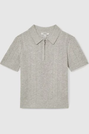 Reiss 13-14 yrs Textured-knit Half-zip Polo Shirt