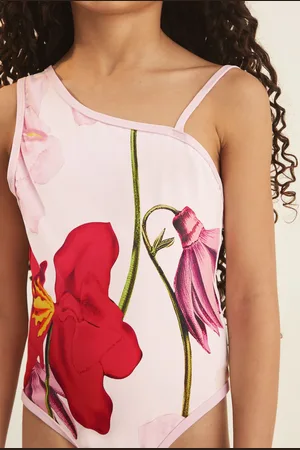 Reiss 9-13 yrs Floral One-shoulder Swimsuit, Q04