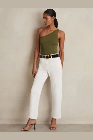 Reiss Lace-knit Detail One-shoulder Bodysuit, XS
