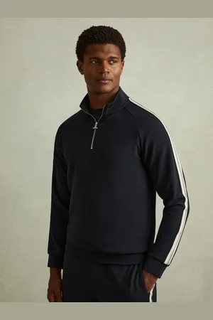 Reiss Textured Stripe Half-zip Funnel Neck Sweatshirt, L