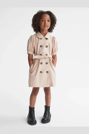 Reiss Naomi Girls Junior Puff Sleeve Belted Dress, Size: 4