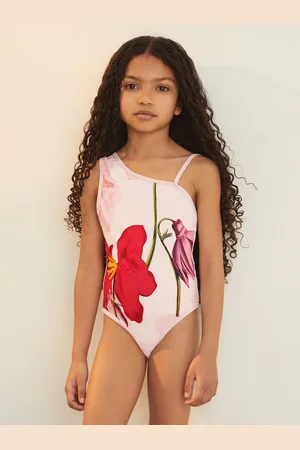Reiss 4-9 yrs Floral One-shoulder Swimsuit, 45Y