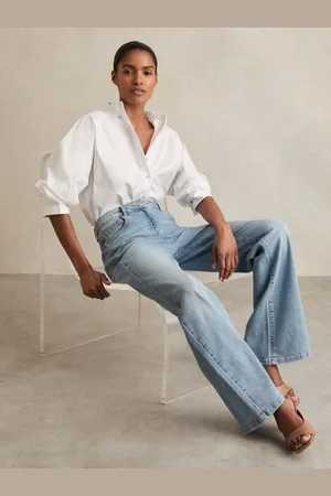 Reiss Petite Mid Rise Flared Jeans, 24S