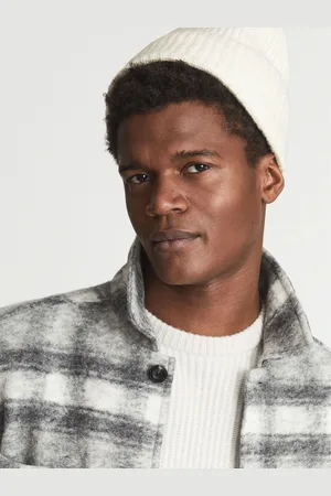 Reiss Ace Ecru Ace Rib Knitted Lambswool Beanie, One Size