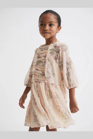 Reiss Amber Chiffon Dress Floral Print, Pink Size: 6