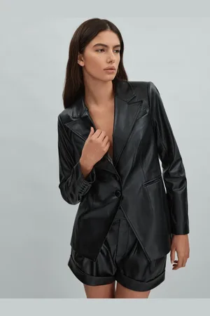 Paige Relaxed Faux Fur Leather Single Breasted Blazer, , 12