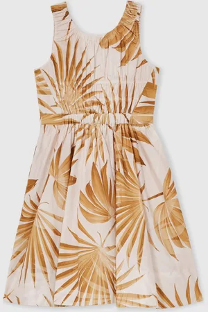 Reiss Cotton Shirred Printed Dress