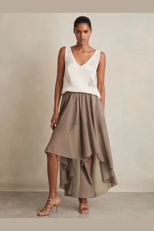 Reiss Petite Sheer-overlay High-low Shorts, 4