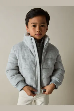Reiss Farid Puffer Jacket Wool Herringbone, Size: Q04