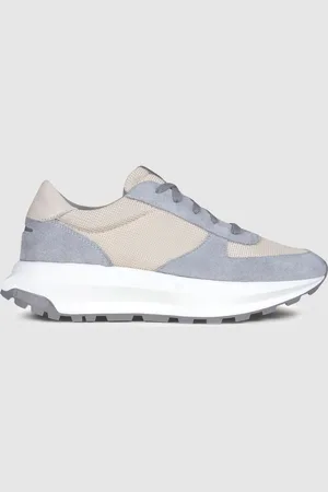Unseen Footwear Suede Mesh Trainers, Grey & white, 4