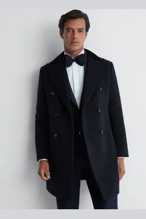 Reiss Wool Double Breasted Velvet Coat, S