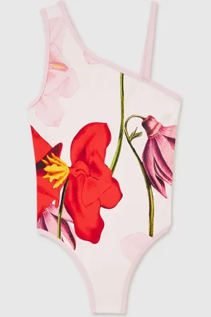 Reiss 13-14 yrs Floral One-shoulder Swimsuit