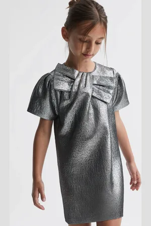 Reiss Franny Bow Dress Metallic, Size: 12