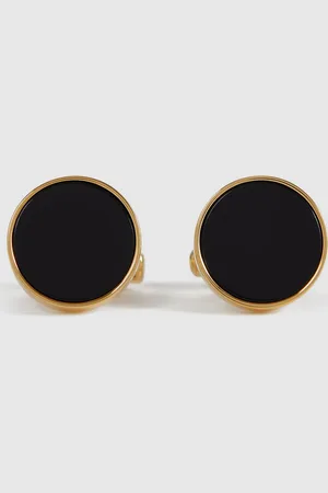 Reiss Round Onyx Cufflinks, One Size