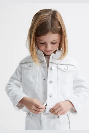 Reiss Nala Denim Jacket Cotton Plain, Size: 5