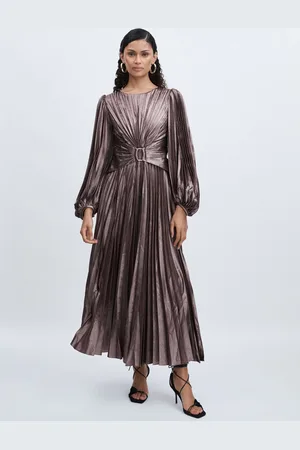 Acler Satin Pleated Dress, , 14