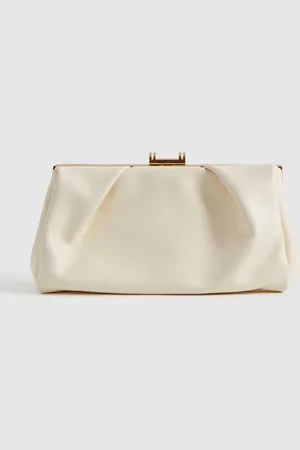 Reiss Madison Off White Leather Clutch Bag, 13x28x9cm