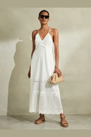 Reiss Cotton Broderie Maxi Dress, 14