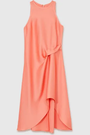 Reiss Satin Drape Tuck Midi Dress