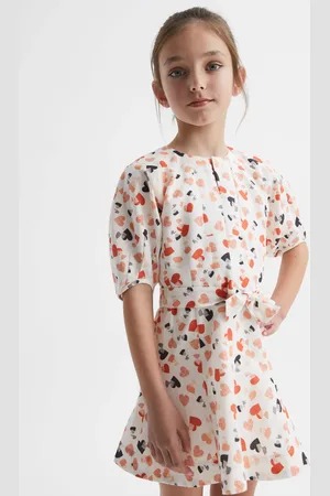 Reiss Freeda Dress Linen Printed, Cream & red Size: 5-6Yrs