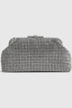 Reiss Adaline Embellished Clutch Bag - Plain, Size: 12x23x3.5cm