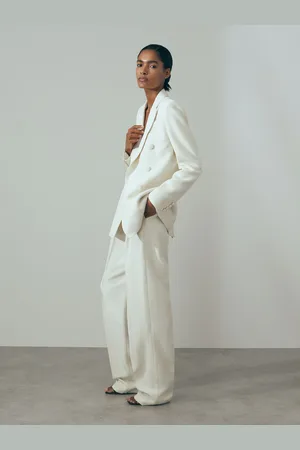 ATELIER Italian Double Breasted Textured Suit Blazer With Silk, 8