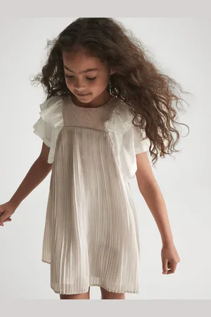 Reiss Ariella Pleated Dress Metallic Grey & white Size: 6