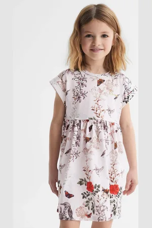 Reiss Dahlia Jersey Dress Cotton Floral Print, Pink & brown & red Size: 9
