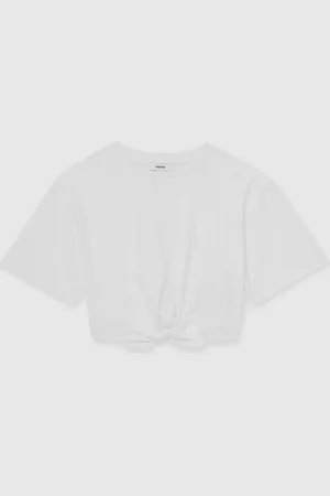 Reiss Cotton Tie-front Cropped T-shirt