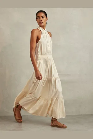 Reiss Drawstring Waist Tiered Midi Dress, 8