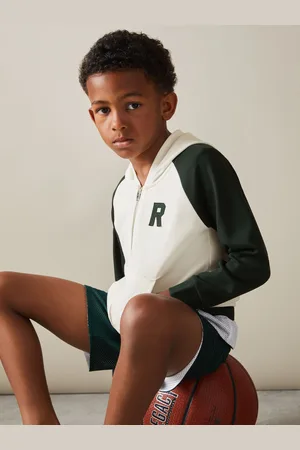 Reiss Austin Hoodie Colourblock, White & emerald Green Size: 9-13Yrs