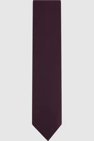 Reiss Molat Dark Plum Twill Wool Tie, One Size, Purple