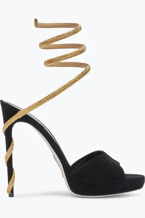RENE CAOVILLA Margot Suede And Gold Platform Sandal 120 - Woman Size 36