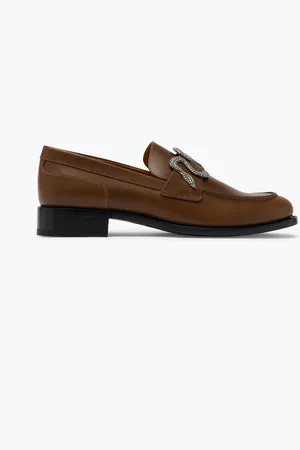 RENE CAOVILLA Morgana Brown Loafer With Silver Crystal 20 - Woman Size 36