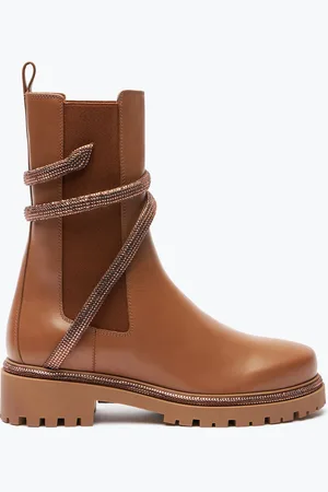 RENE CAOVILLA Cleo Crystal Hazelnut Bootie 25 - Woman Size 35