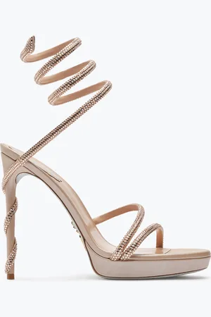 RENE CAOVILLA Margot Crystal Eggshell Platform Sandal 120 - Woman Size 38.5