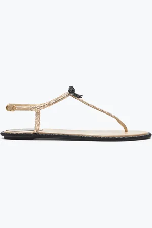RENE CAOVILLA Caterina Honey Thong Sandal 10 - Woman Size 35