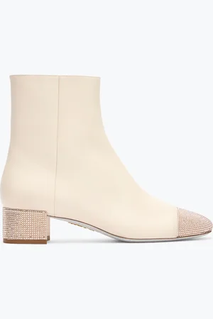 RENE CAOVILLA Bonnie Ankle Boot In Leather With Gold Crystals 40 - Woman Size 36