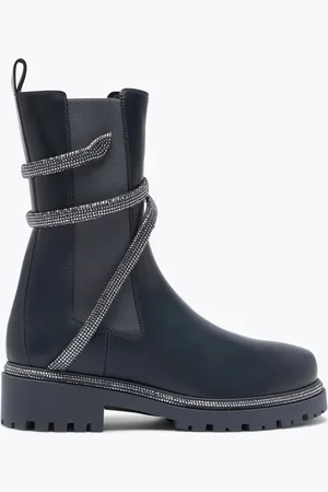 RENE CAOVILLA Cleo Crystal Black-silver Bootie 25 - Woman Size 36