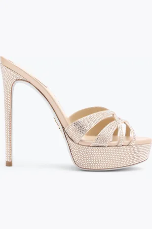 RENE CAOVILLA Dania Champagne Platform Slider Sandal 130 - Woman Size 35
