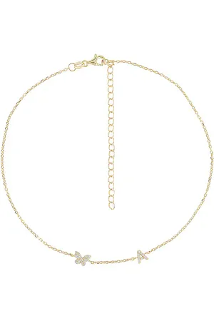 By Adina Eden Pave Butterfly Initial Choker in . Size B, C, D, F, G, I, J, K, L, M, N, O, P, R, S, T, V.
