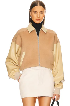 Helsa Faux Leather & Wool Blend Bomber in . Size M, XL.