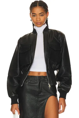 GRLFRND The Cropped Leather Bomber in . Size XS.